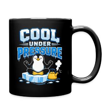 Cool Under Pressure Pinguin Meditation - Tasse einfarbig - Schwarz - Rechts