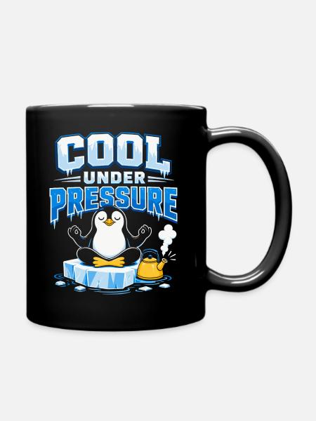 Cool Under Pressure Pinguin Meditation - Tasse einfarbig - Schwarz