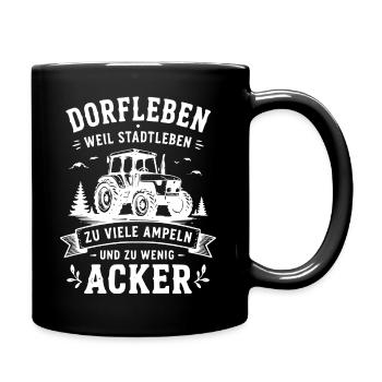 Dorfleben Traktor: Zu viele Ampeln - Tasse einfarbig - Schwarz - Rechts
