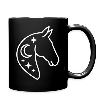 Mondstern Hengst Silhouette - Tasse einfarbig - Schwarz - Rechts
