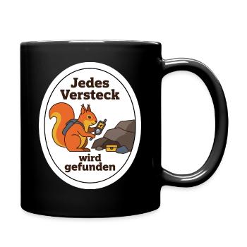 Geocaching Eichhörnchen Cache Schatz Geschenk - Tasse einfarbig - Schwarz - Rechts