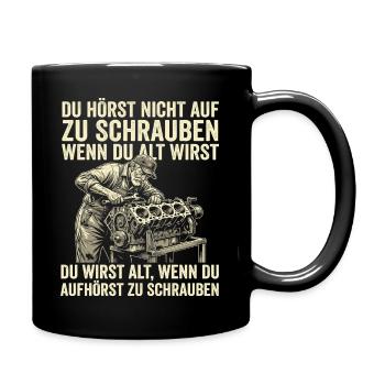 Schrauber Mechaniker Werkstatt Motor Spruch - Tasse einfarbig - Schwarz - Rechts