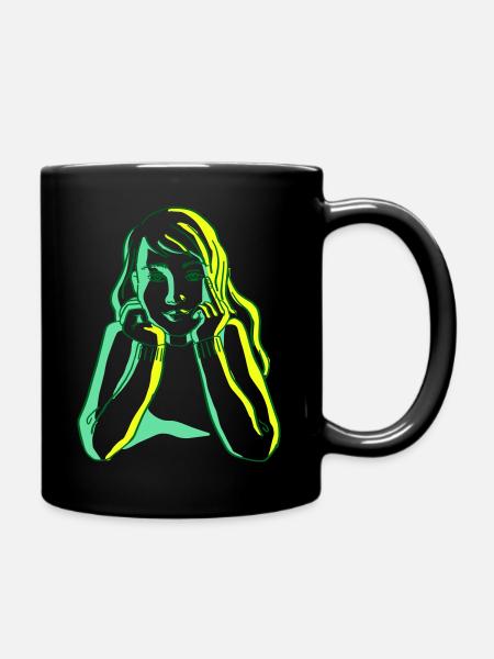 Portrait Girl - Tasse einfarbig - Schwarz