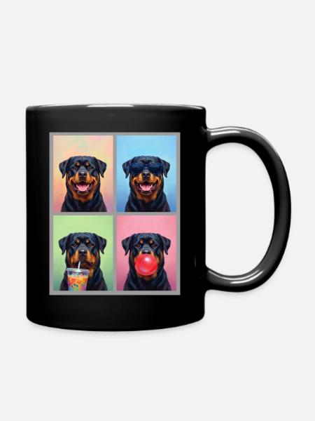 Hunde Rottweiler Hund - Tasse einfarbig - Schwarz