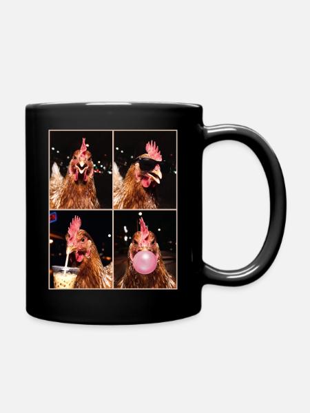 Hühner Huhn - Tasse einfarbig - Schwarz