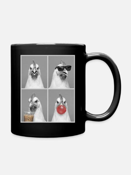 Hühner Huhn - Tasse einfarbig - Schwarz