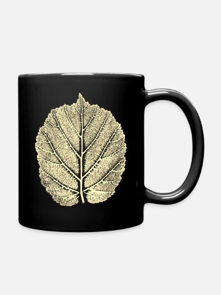 Haselnussblatt / Blatt Hasel - Natur & Wald - Tasse einfarbig - Schwarz