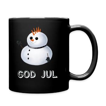 Gothic Schneemann God Jul - Schwedisch - Tasse einfarbig - Schwarz - Rechts