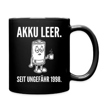 Akku leer. Seit ungefähr 1998. - Müde Batterie - Tasse einfarbig - Schwarz - Rechts