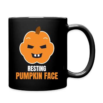 Resting Pumpkin Face Funny Halloween Pumpkin - Tasse einfarbig - Schwarz - Rechts