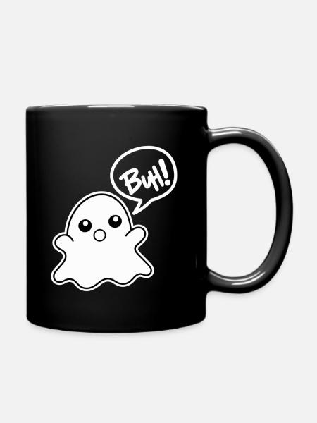 niedlicher Geist Buh - Tasse einfarbig - Schwarz
