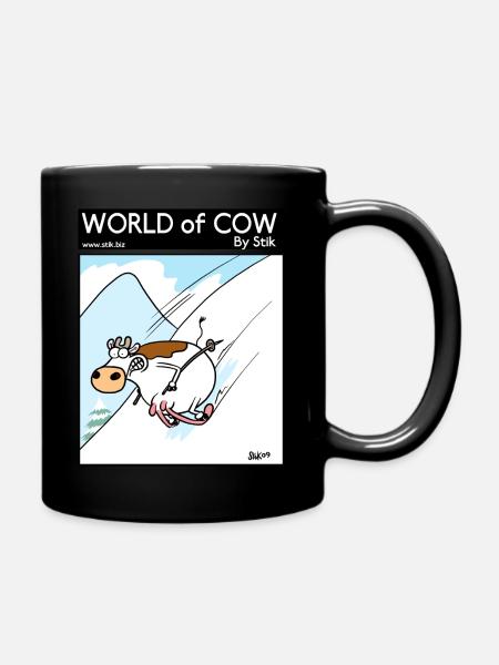 Welt der Kuh-Skifahren - Tasse einfarbig - Schwarz