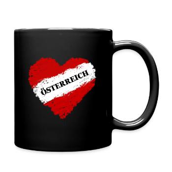 I Liebe Österreich Flagge Herz - Tasse einfarbig - Schwarz - Rechts