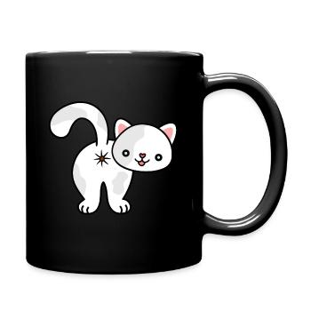Kätzchen von hinten, Arschloch, Katze, kitten, ass - Tasse einfarbig - Schwarz - Rechts