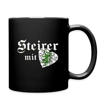 Steiermark Design für Steirer mit Herz - Tasse einfarbig - Schwarz - Rechts