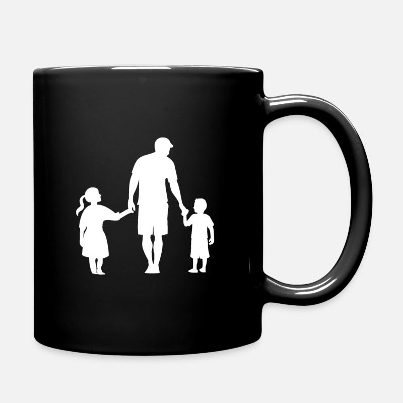 Vater Tochter Sohn 2 Kinder - Tasse einfarbig - Schwarz