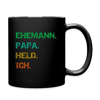 Ehemann Papa Held Ich - Tasse einfarbig - Schwarz - Rechts