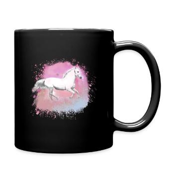 Schimmel, Pferd,weisses Pferd, Graffiti, Malerei - Tasse einfarbig - Schwarz - Rechts