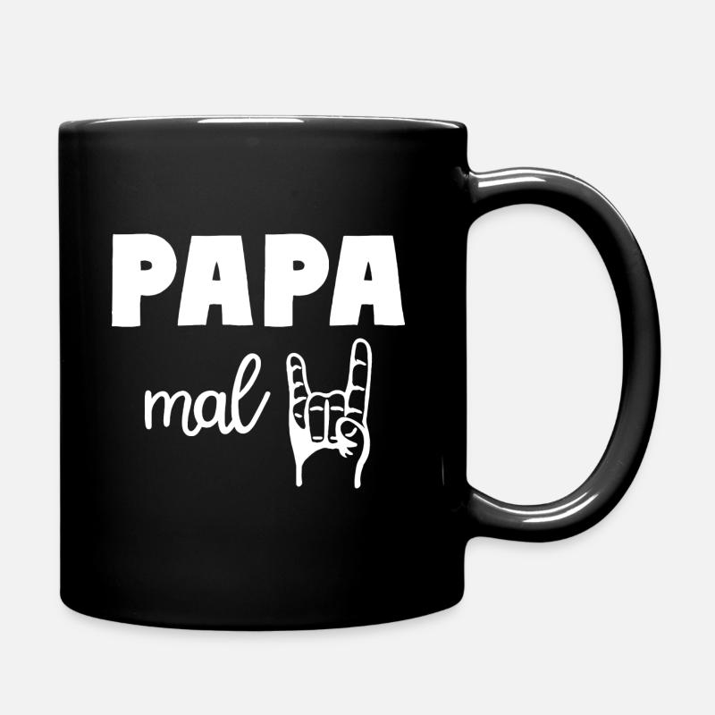 Papa mal Zwei 2 Kinder Rocker Vater - Tasse einfarbig - Schwarz