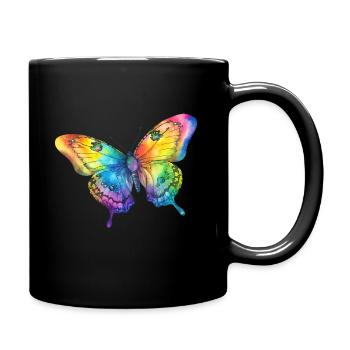 Couleurs arc-en-ciel papillon - Mug uni - noir - Droite