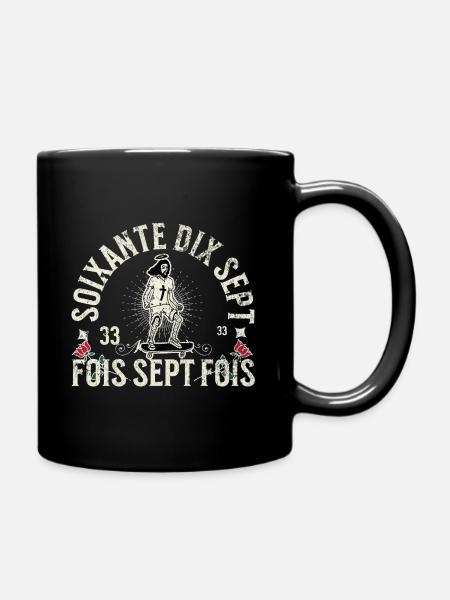 Soixante dix-sept fois sept fois - Mug uni - noir