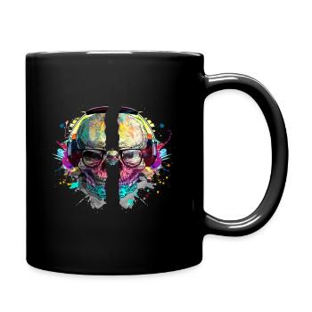 Skull Colors Headphones Music - Full Colour Mug - black - Right