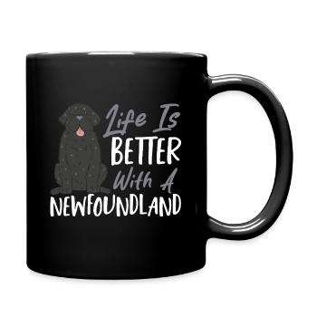 Das Leben ist besser mit einem Neufundland - Tasse einfarbig - Schwarz - Rechts