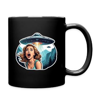 UFO Invasion Alien Abduction Horror - Full Colour Mug - black - Right