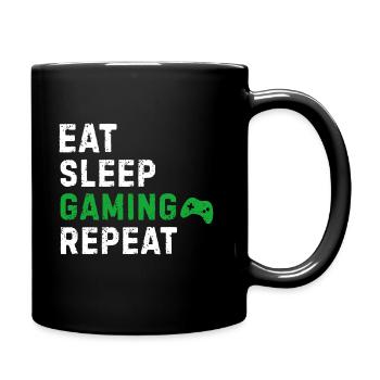 Eat Sleep Gaming Repeat Gaming Gamer Gift - Full Colour Mug - black - Right
