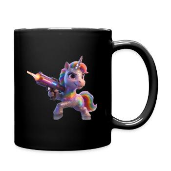 Rainbow Unicorn with Laser Gun - Full Colour Mug - black - Right