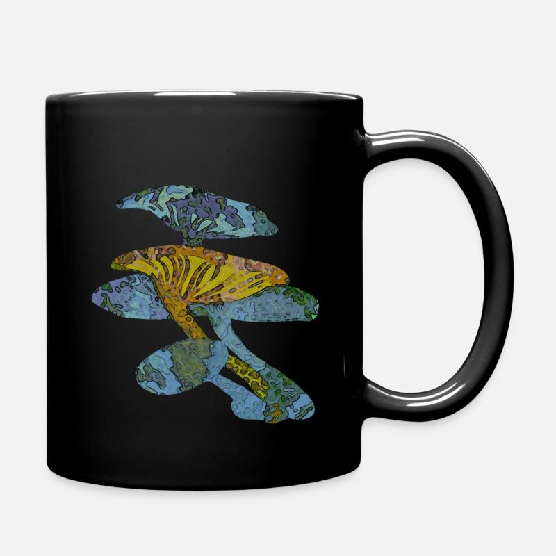 Blue mushrooms - Full Colour Mug - black
