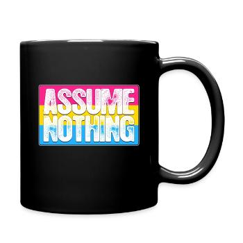 Assume Nothing Pansexual Pride Flag - Full Colour Mug - black - Right