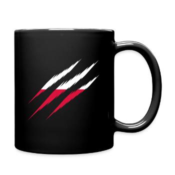 Poland flag scratches claws scratch mark scratch cut - Full Colour Mug - black - Right