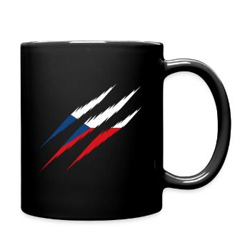 Czech Republic flag scratch claw scratching EU CZ - Full Colour Mug - black - Right
