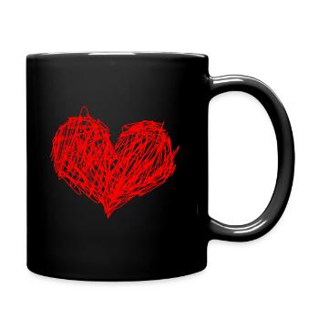 Herz Heart Vintage - Tasse einfarbig - Schwarz - Rechts
