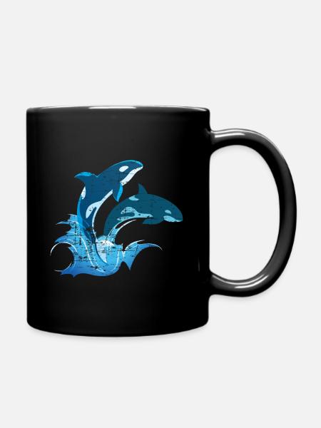Wal Meeresbewohner Schwertwal Orca - Tasse einfarbig - Schwarz