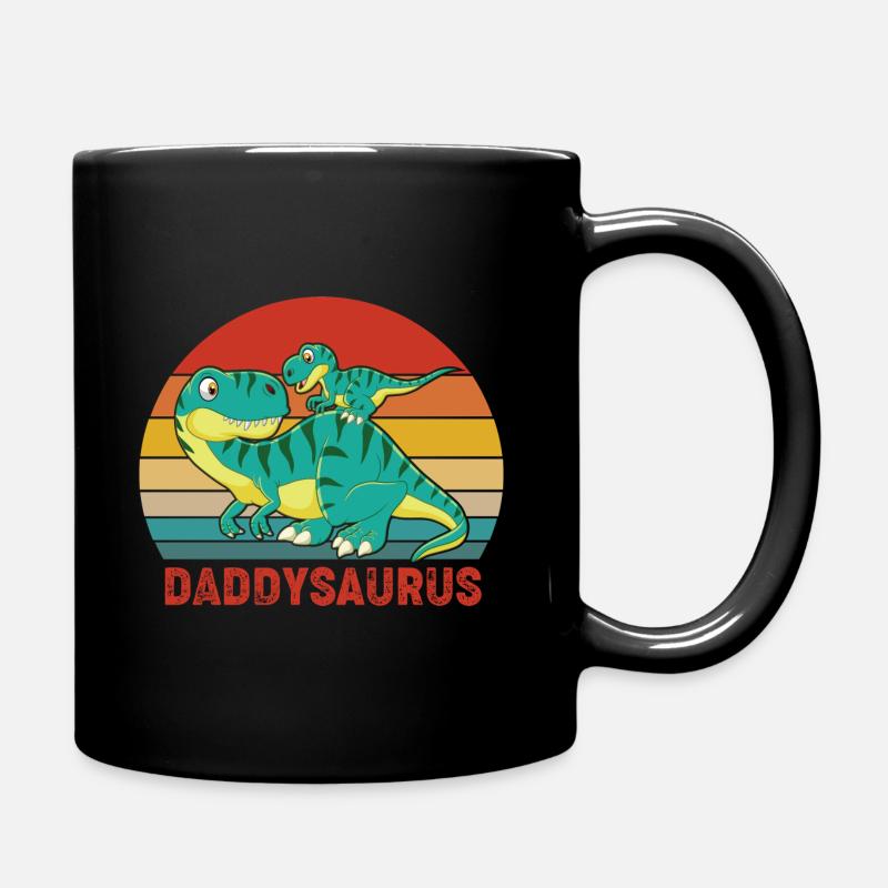 Dinosaurier Daddysaurus Papasaurus Geschenk - Tasse einfarbig - Schwarz