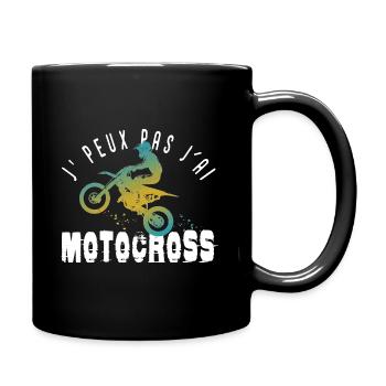 J'peux pas j'ai motocross cadeau humour moto cross - Mug uni - noir - Droite