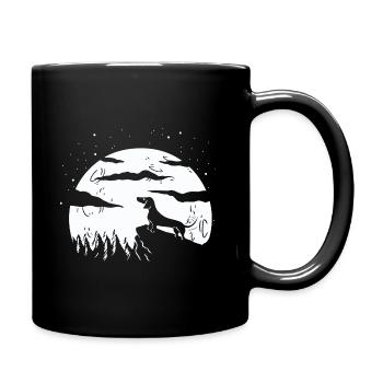 Teckel blaireau chien de la pleine lune - Mug uni - noir - Droite