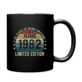 June Born 1982 40th birthday 40 years - Full Colour Mug - black - Right