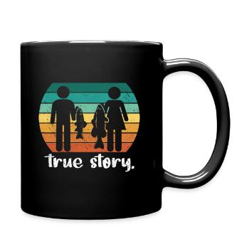 Pêcheur Couple pêche idée cadeau humour histoire vraie - Mug uni - noir - Droite