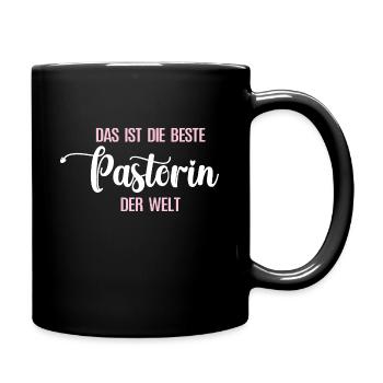 Pastorin Pastor Frau Pfarrerin Vikarin Theologin - Tasse einfarbig - Schwarz - Rechts