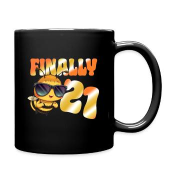Finally 21 Birthday Bee with Sunglasses Cool - Full Colour Mug - black - Right