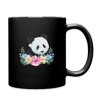 Panda Bear Gift Flowers Panda - Full Colour Mug - black - Right