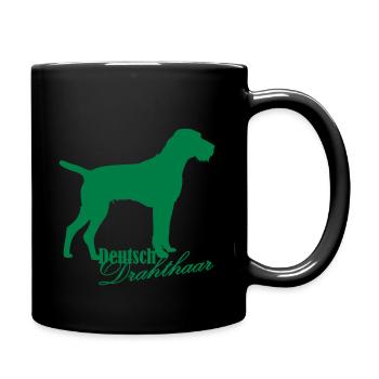 Deutsch Drahthaar Jagdhund - Tasse einfarbig - Schwarz - Rechts