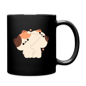 Tortie Katzenpaar - Tasse einfarbig - Schwarz - Rechts