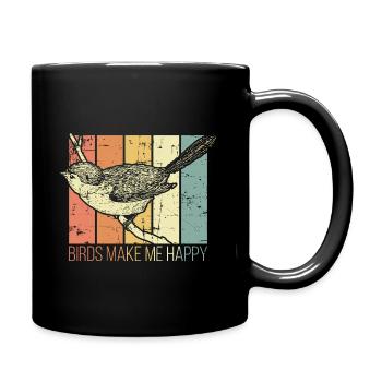 Vögel machen mich glücklich - Tasse einfarbig - Schwarz - Rechts