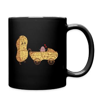 Erdnuss mit Baby - Tasse einfarbig - Schwarz - Rechts