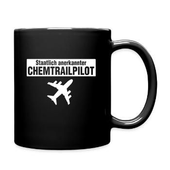 Staatlich anerkannter Chemtrailpilot Chemtrail Fun - Tasse einfarbig - Schwarz - Rechts