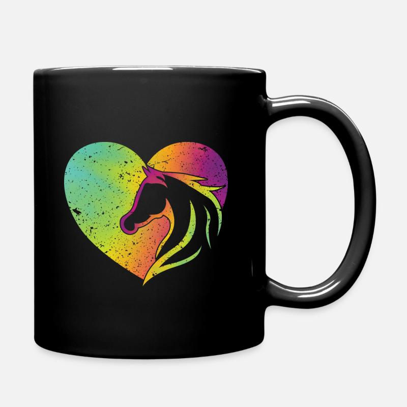 Cœur avec cheval - Amoureux des chevaux Filles de chevaux - Mug uni - noir